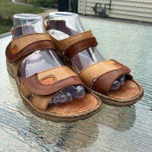 Josef Seibel Versatile Camel Combi Leather Walking Sandal